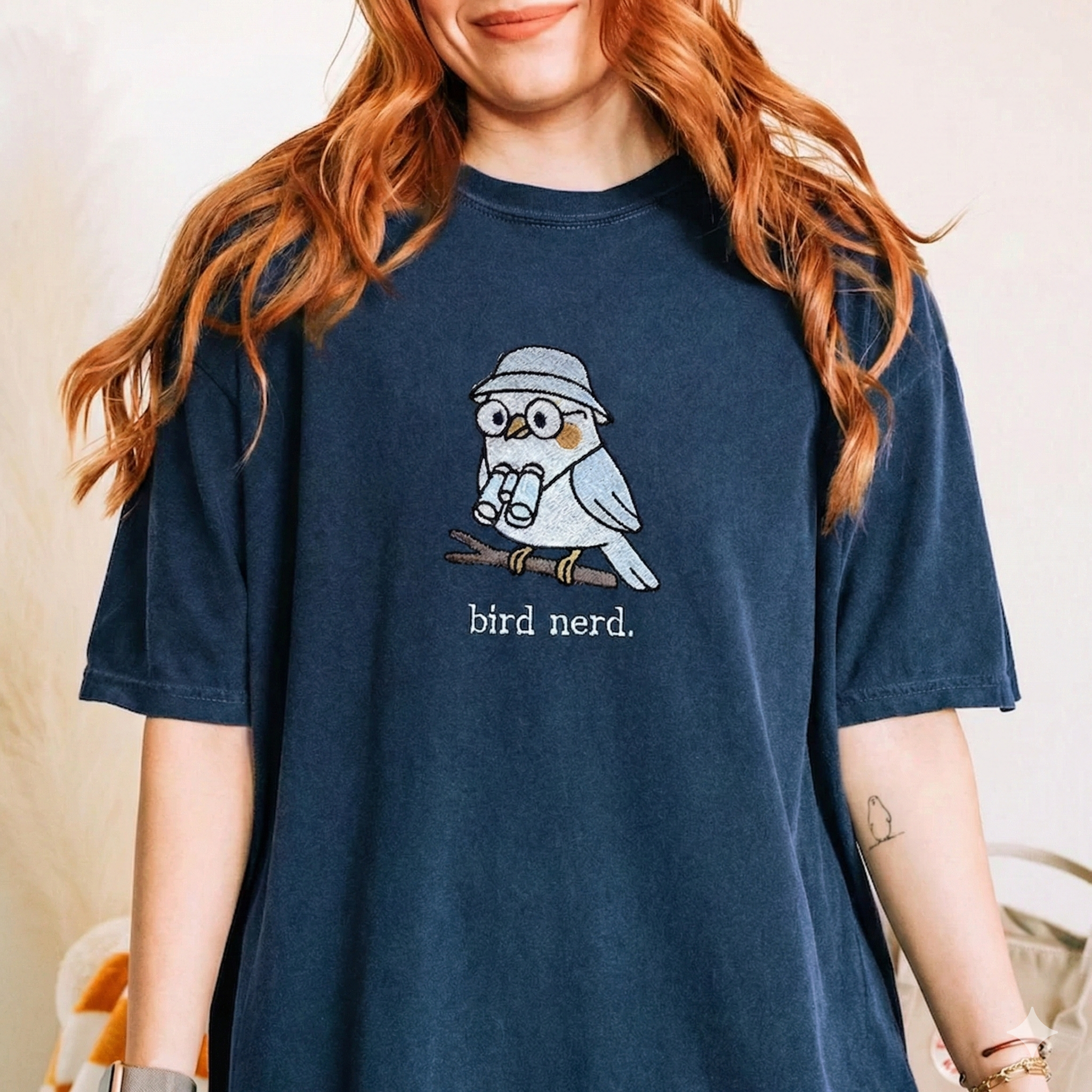 Bird Nerd Embroidered T-Shirt