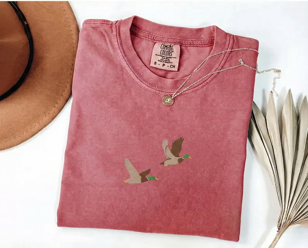 Flying Ducks Embroidered T-Shirt