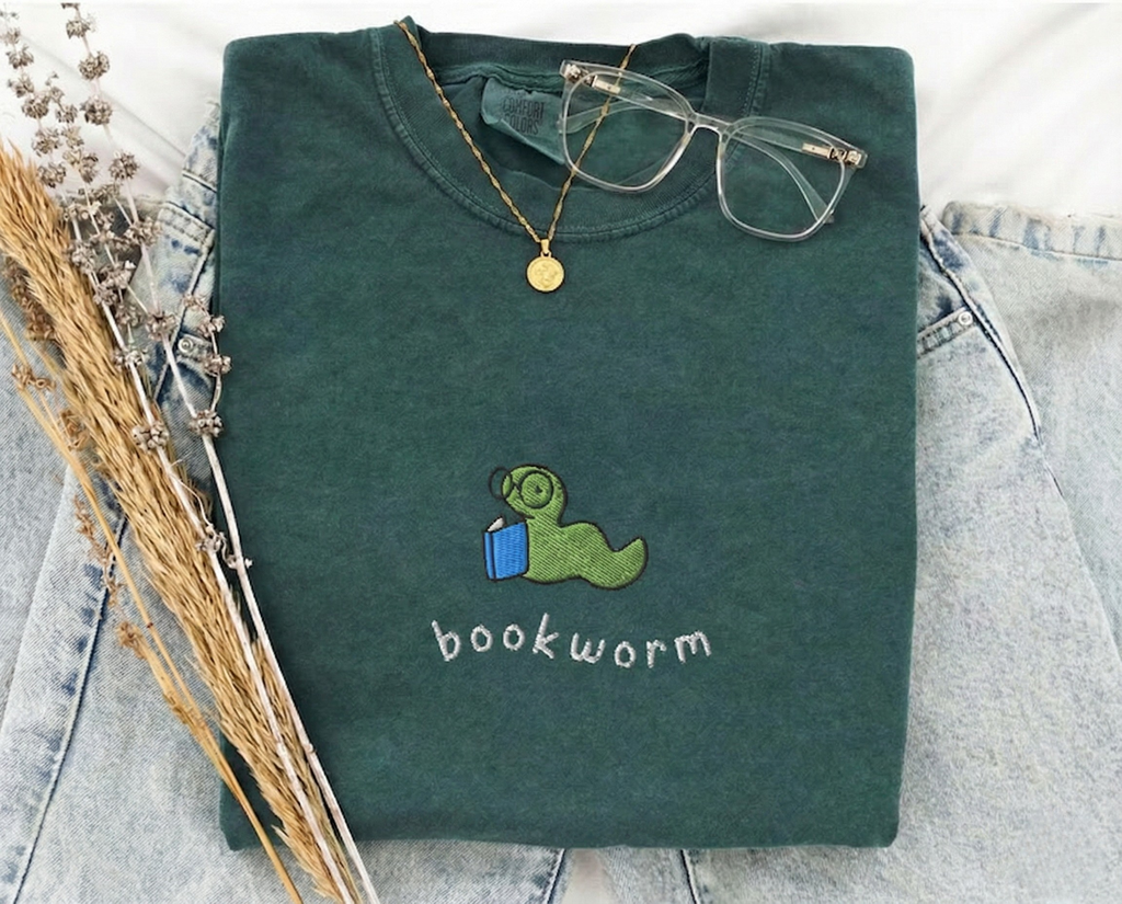Bookworm Embroidered T-Shirt