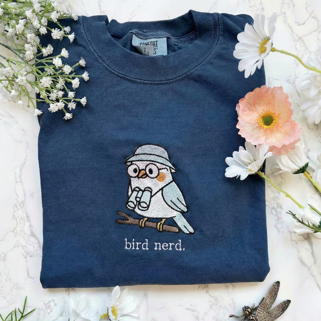 Bird Nerd Embroidered T-Shirt