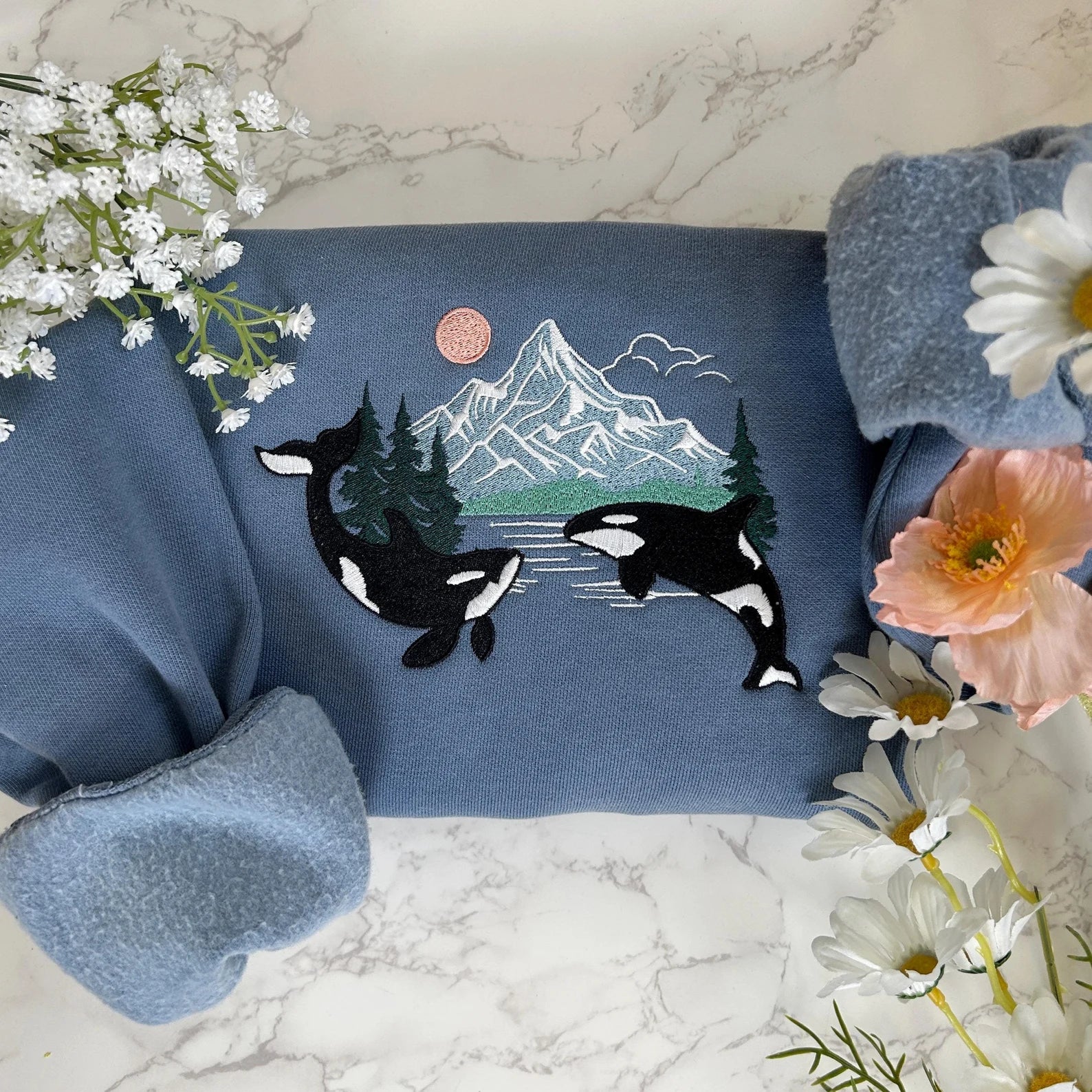 Orca Whale Embroidered Sweatshirt