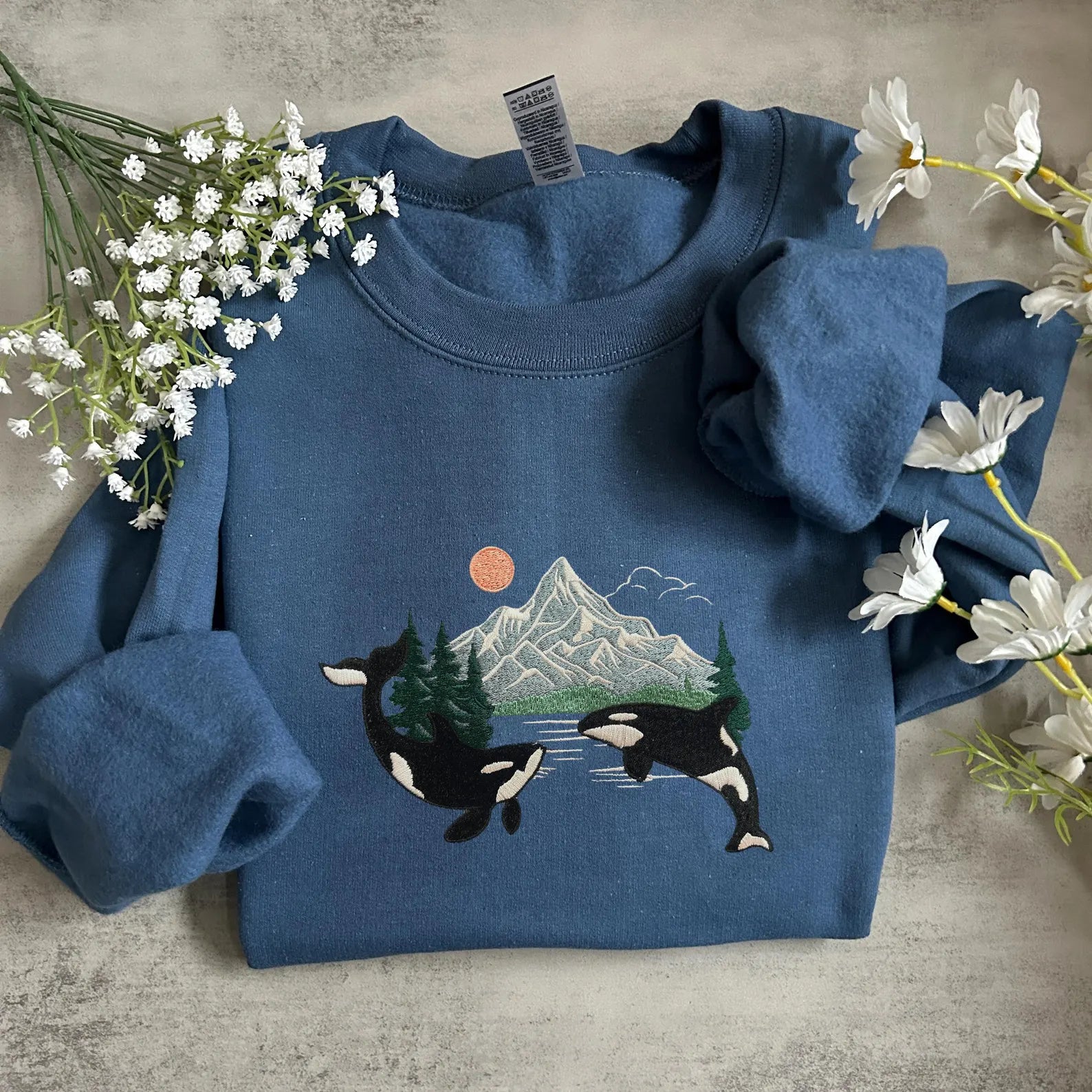 Orca Whale Embroidered Sweatshirt