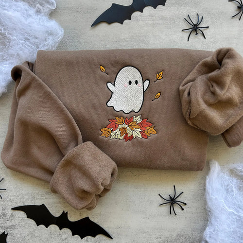 Fall Ghost Embroidered Sweatshirt